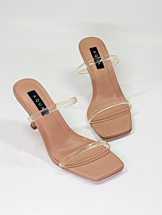 AQUA Women's Kyle High Heel Slide Clear Sandals Size 9.5 (MSRP $128)