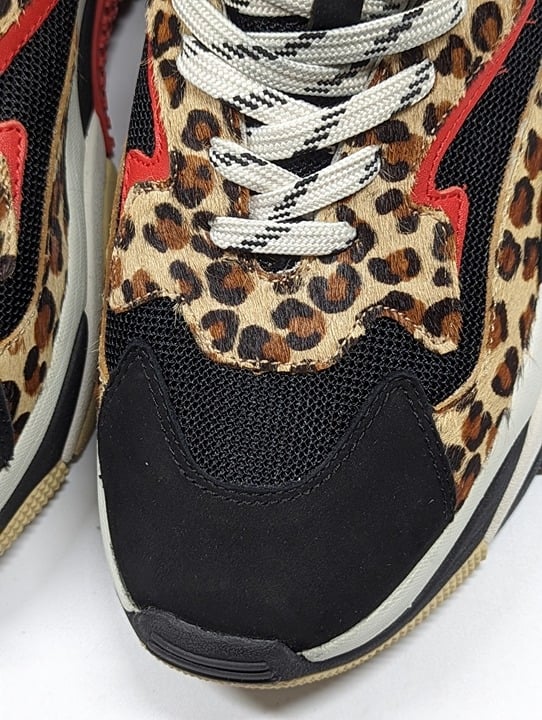 Ash Women's Addict Leopard-Print Calf Hair Low Top Sneakers Size 40 (MSRP $298)