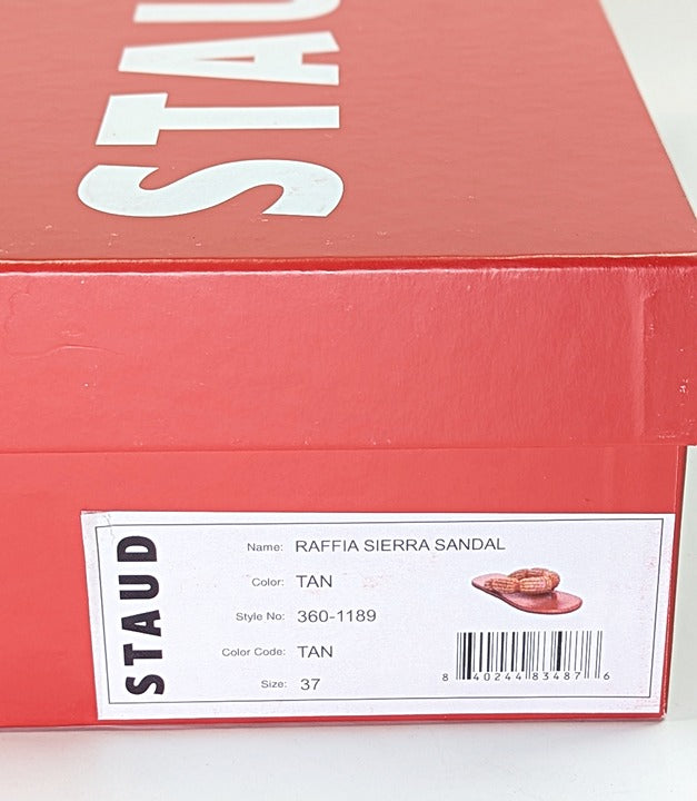 STAUD Women's Raffia Sierra Thong Sandals in Tan Size 37 (MSRP $250)
