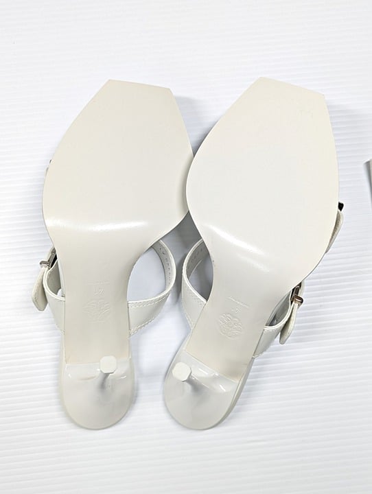 Alexander McQueen Women's White Double Buckle Punk Mules Size 41 (MSRP $1,090)