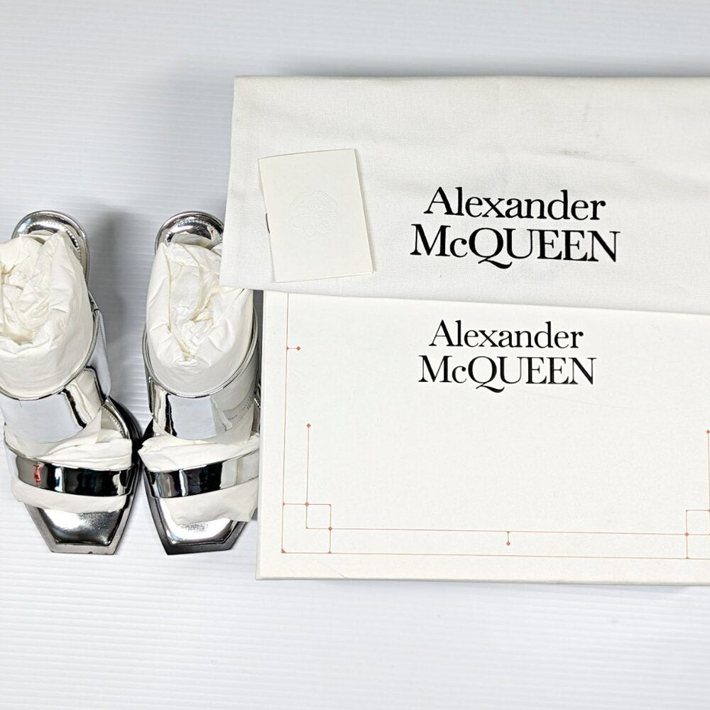 Alexander McQueen Women's Shard Wedge Heel Slide Sandals Size 37 IT MSRP $1,490