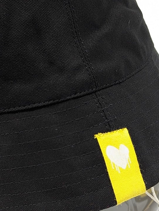 Kerri Rosenthal Women's Bucket Hat Heart In Black Cotton O/S (MSRP $128)
