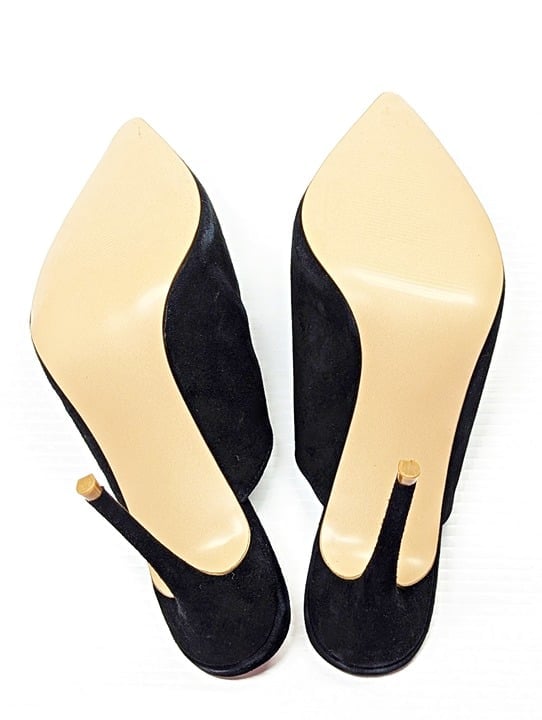 Aqua Women's Flare Mules Suede Pointed Toe High-Heel Black Size 9 (MSRP $99)