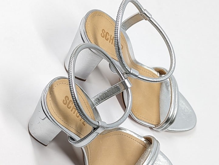 Schutz Women's Pincesa Silver Metallic High-Heel Sandals Size 7 B (MSRP $170)