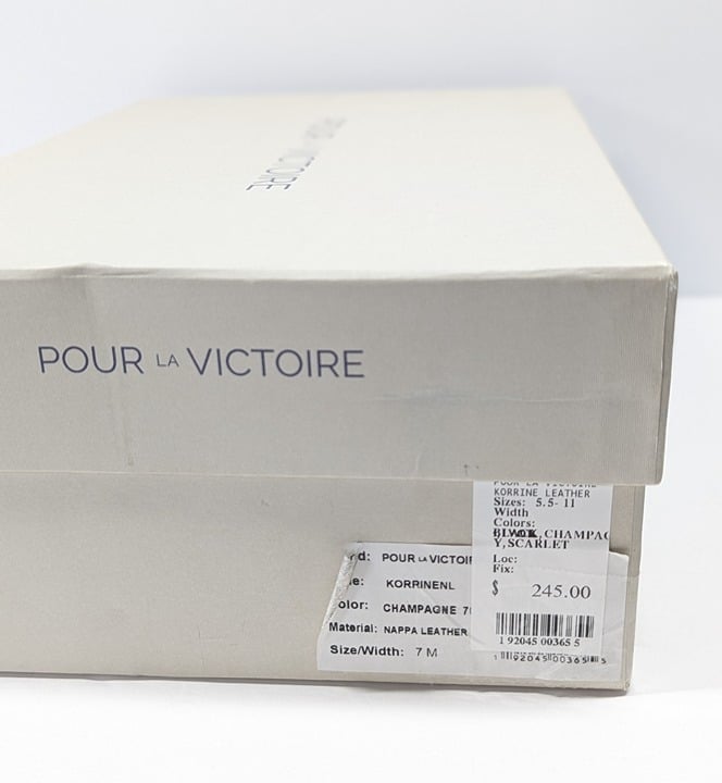 Pour La Victoire Women's Korrine Leather Heel Mules Champagne Size 7 (MSRP $245)