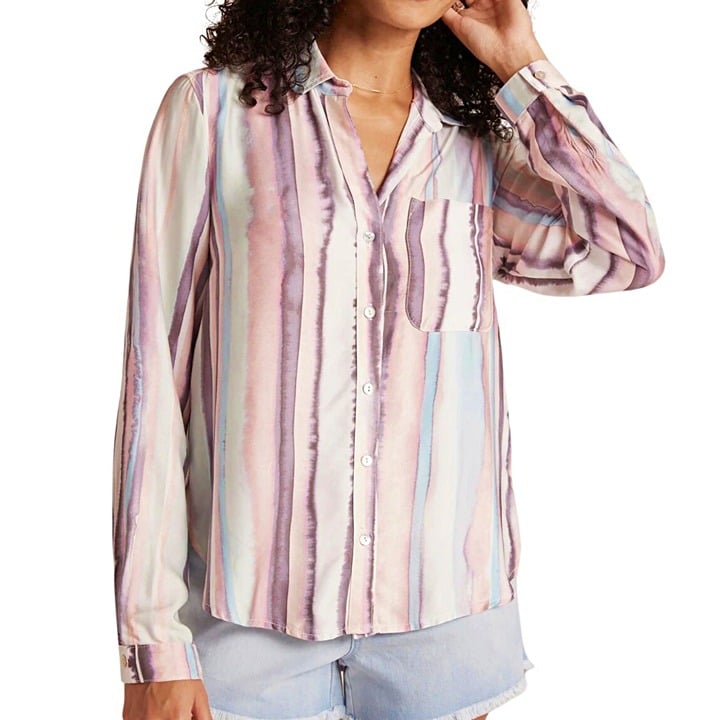 Bella Dahl Women's Long Sleeve Rounded Hem Button Down Size M (MSRP $158)