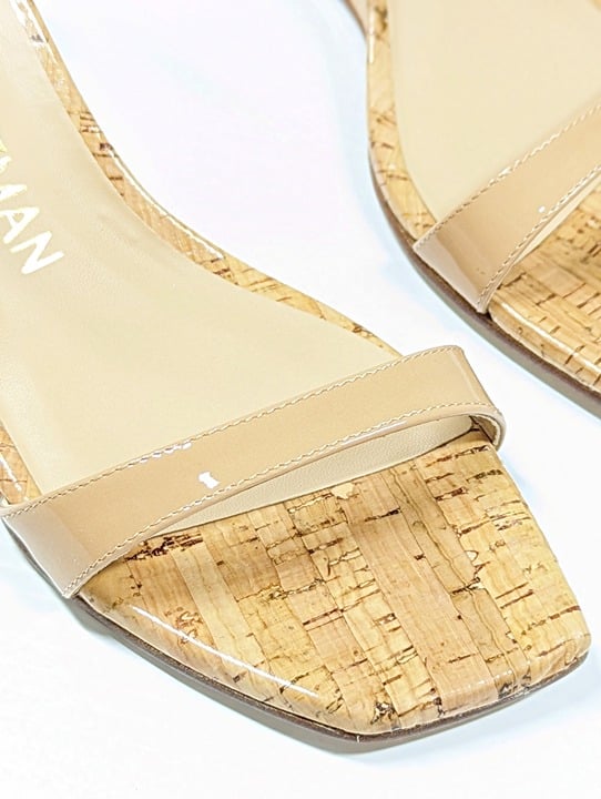 Stuart Weitzman Women's Nudistcurve Ankle Strap Wedge Sandals Size 38 MSRP $395