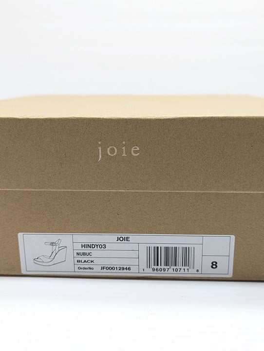 Joie Hindy Women's Platform Wedge Sandal Black Leather Size 8 M (MSRP $298)