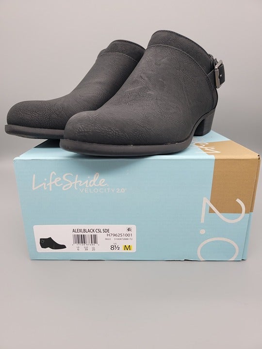 LifeStride Alexi Women's Ankle Boots Black Microsuede Size 8.5 M (MSRP $70)