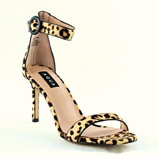 Aqua Women's Seven Leopard Print Calf Hair High-Heel Sandals Size 10 (MSRP $119)