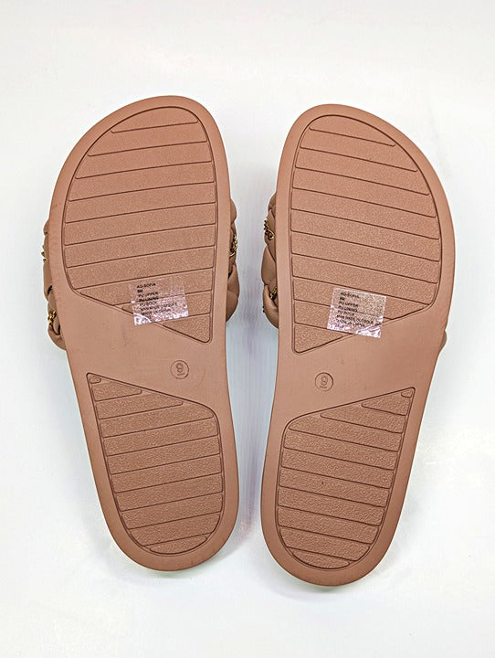 Aqua Women's Sofia Nude Woven Slide Sandals Size 9 (MSRP $108)