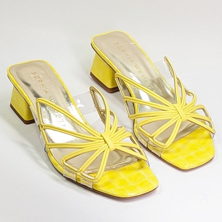 Sophia Webster Women's Havanna Low Heel Mule Sandals Lemon Size 39 (MSRP $650)