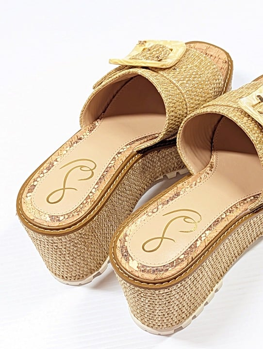 Sam Edelman Women's Livi Buckle Platform Sandal Raffia Size 10 (MSRP $150)