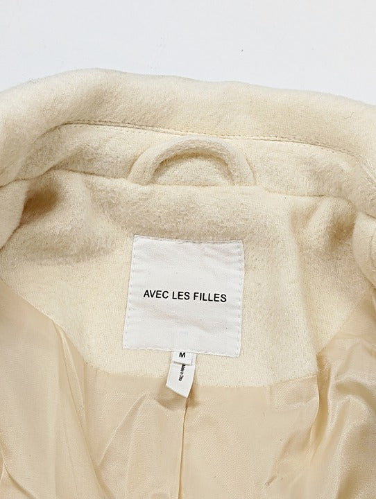 Avec Les Filles Women's Cutaway Tuxedo Maxi Coat Cream Size M (MSRP $220)