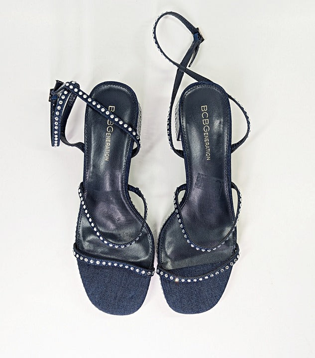BCBGeneration Lissena-2 Women's Rhinestones Platform Sandals Size 8.5 MSRP $109