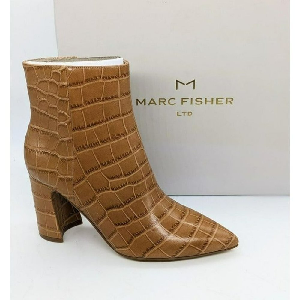 Marc Fisher LTD Womens Daith Leather Embossed Dress Boots Tan Size 5.5 M (MSRP $210)