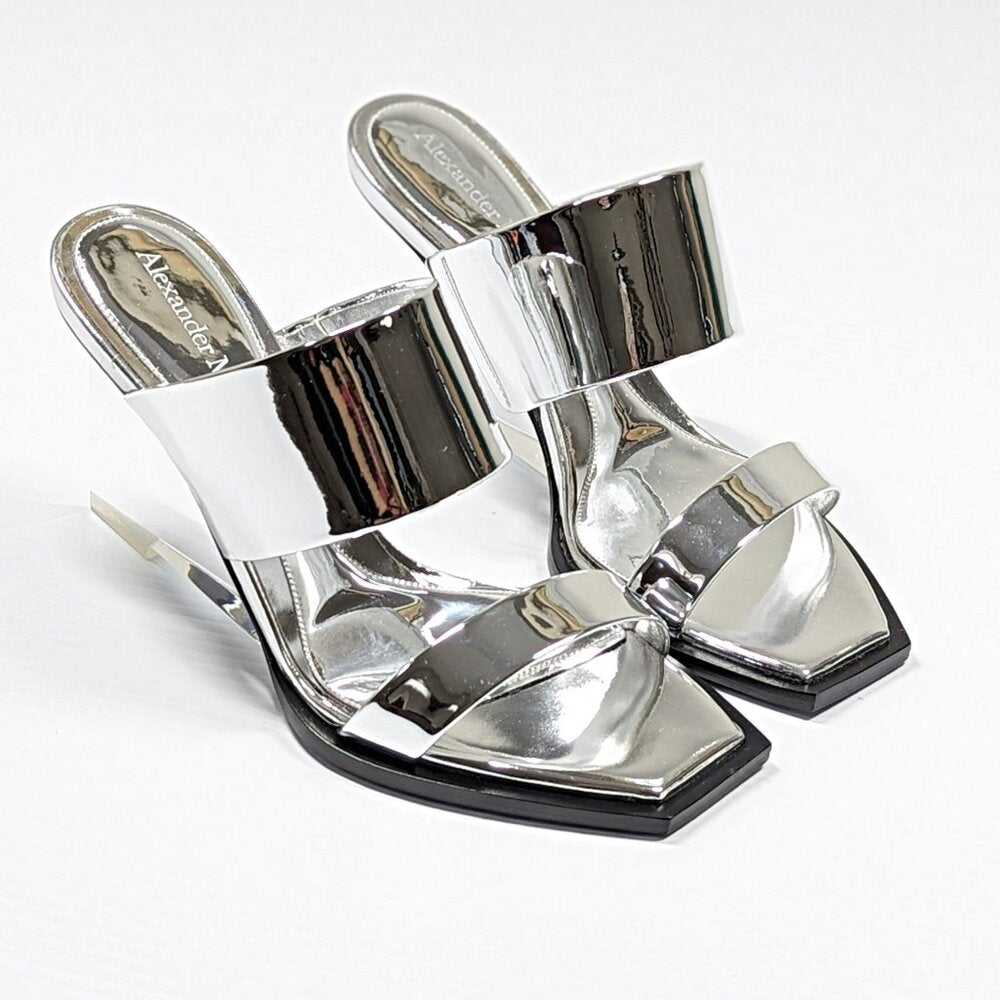 Alexander McQueen Women's Shard Wedge Heel Slide Sandals Size 37 IT MSRP $1,490