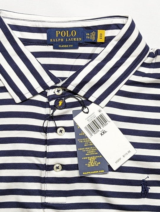 Polo Ralph Lauren Men's Classic Fit Striped Cotton Polo Navy Size XXL MSRP $115