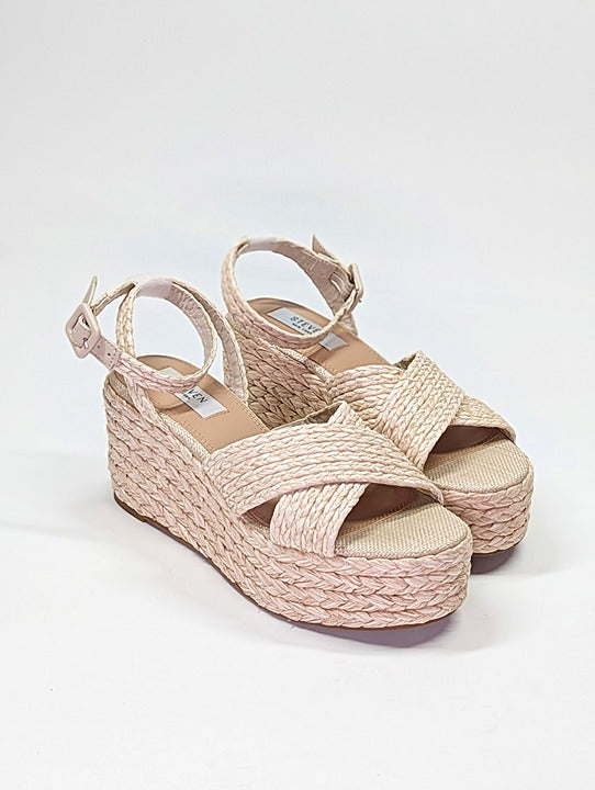 Steven New York Ramey Espadrille Platform Wedge Raffia Sandal Size 7.5 MSRP $130