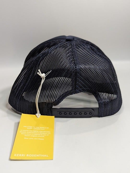 Kerri Rosenthal Women's Patch Stripes Trucker Hat in Navy (MSRP $48)
