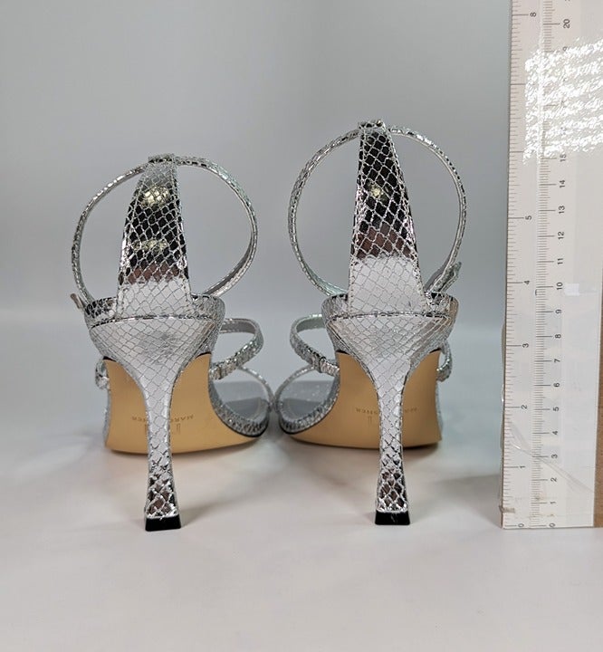 Marc Fisher Women's Dalida Embossed Silver Strappy Sandals Size 9 (MSRP $99)