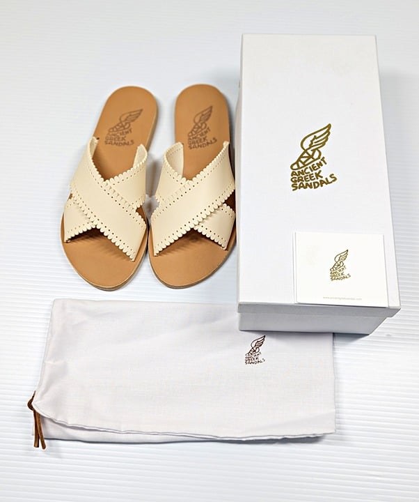 Ancient Greek Sandals Women's Philourgos Slide Sandals Size 37 EU (MSRP $285)