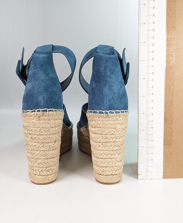 Marc Fisher Women's Able Square Toe Blue Wedge Platform Size 9 (MSRP $140)