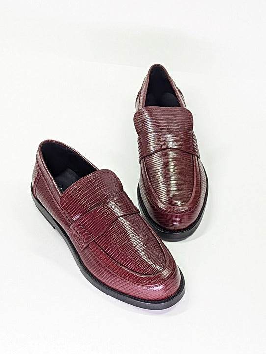 Alexander McQueen Men’s Jupiter Leather Moccasins Burgundy Size 45 (MSRP $990)