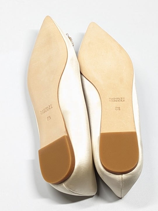 Badgley Mischka Women's Davis Embellished Ivory Satin Flats Size 6.5 (MSRP $195)
