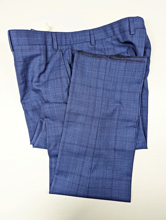 Hart Schaffner Marx Blue Mélange Birdseye Plaid Suit Pants Size 38 (MSRP $389)