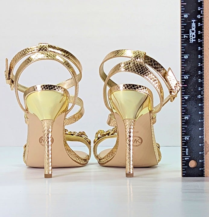 Michael Kors Asha Embellished Snake Embossed Leather Sandal Size 9.5 (MSRP $225)