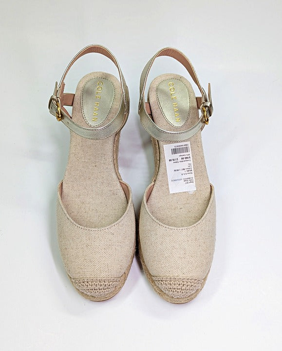 Cole Haan Cloudfeel Women's Espadrille Wedge Heels Linen Size 8.5 (MSRP $160)