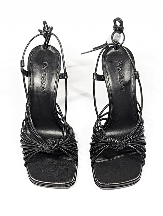 JW Anderson Women's Lamb Ankle Tie Chain High Heel Sandals Size 37 (MSRP $850)