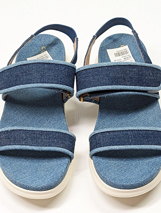 Cole Haan Meritt Women's Zerogrand Denim Platform Sandals Size 8 (MSRP $175)