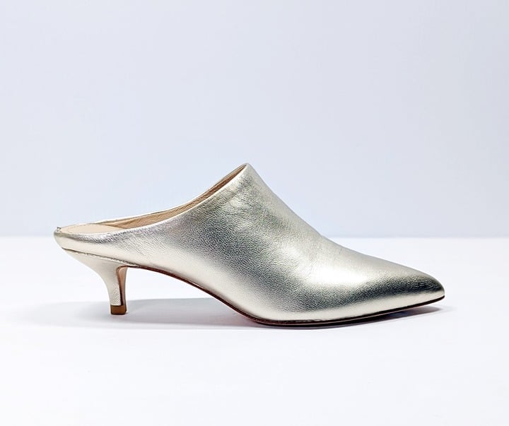 Pour La Victoire Women's Korrine Leather Heel Mules Champagne Size 7 (MSRP $245)