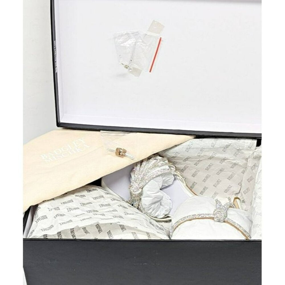 Badgley Mischka Women's Estella Crystal Knot Cocktail Sandals Size 7.5 MSRP $255