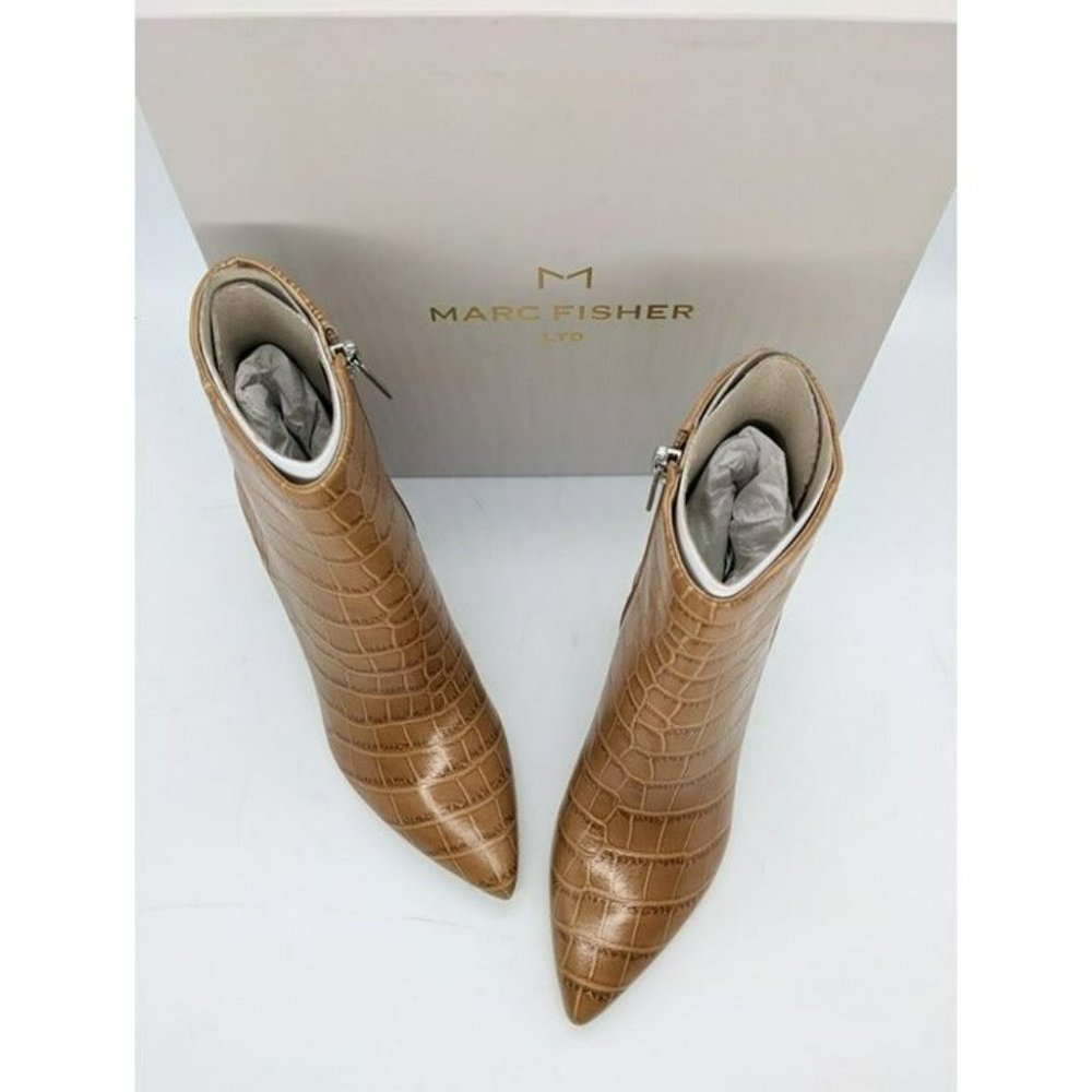 Marc Fisher LTD Womens Daith Leather Embossed Dress Boots Tan Size 5.5 M (MSRP $210)