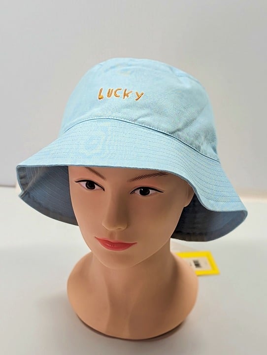 Kerri Rosenthal Women's Cotton Bucket Hat in Smiley Saltwater O/S (MSRP $128)