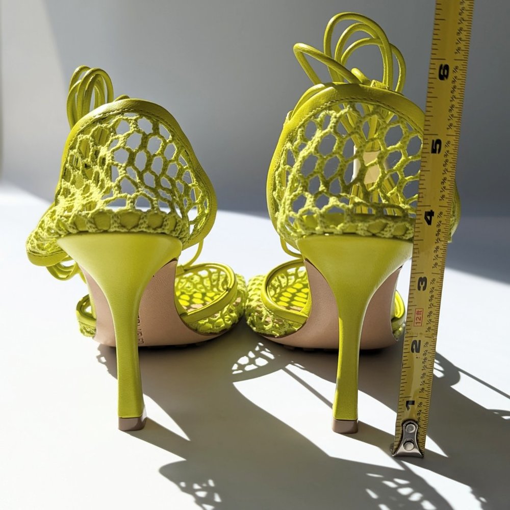 Bottega Veneta Women's Mesh High Heel Stretch Sandals Kiwi Size 36.5 MSRP $1,100