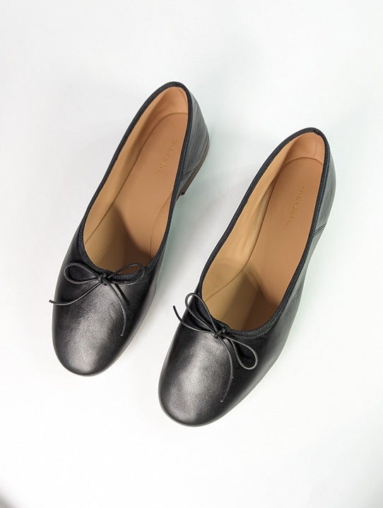 Mansur Gavriel Women's Dream Black Leather Ballerina Flats Size 37 (MSRP $395)