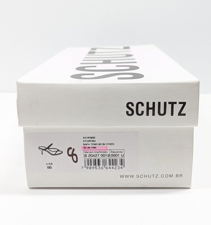 Schutz Women's Evenise Neon Pink Kitten Heel Sandals Size 8 B (MSRP $160)