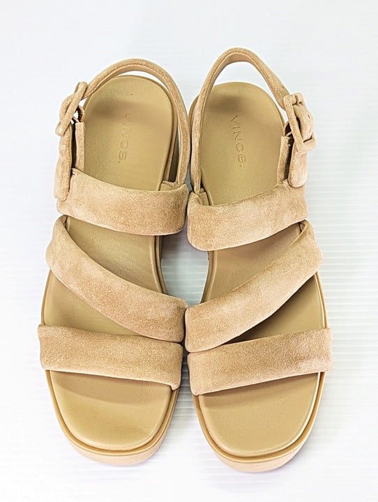 Vince Women's Skylar Strappy Slingback Sandals Dune Suede Size 8 M (MSRP $280)