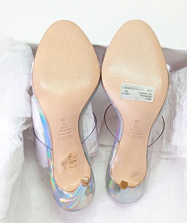 Schutz Women's Ariella Clear Strap High-Heel Slide Sandals Size 6.5 (MSRP $128)
