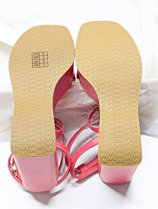 Michael Kors Women's Paola Strappy Platform Wedge Sandals Pink Size 8 MSRP $155