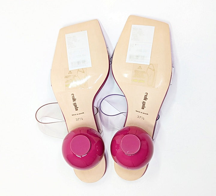 Cult Gaia Women's Nhu Round Heel Square Toe Sandals Bloom Size 37.5 (MSRP $458)