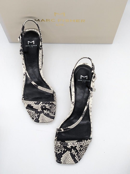 Marc Fisher LTD Women's Gove 2 Leather Snake Print Dress Sandals Size 8 M