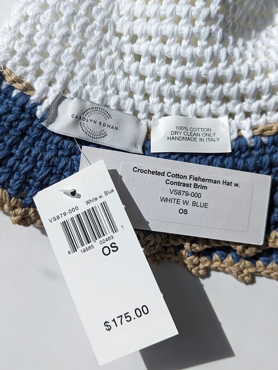 Carolyn Rowan Women's Accessories Crochet Cotton Bucket Hat (MSRP $175)