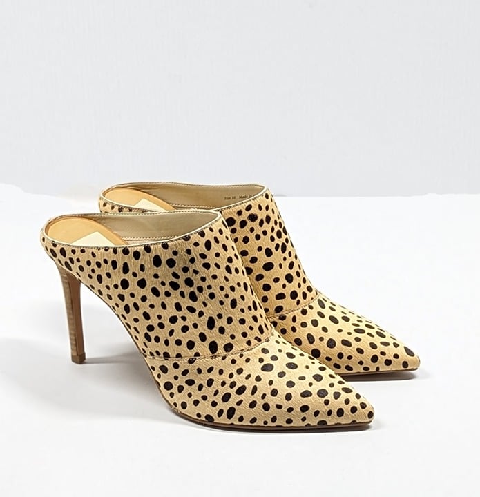 Dolce Vita Women's Cinda High-Heeled Leopard Calf Hair Mules Size 10 (MSRP $198)
