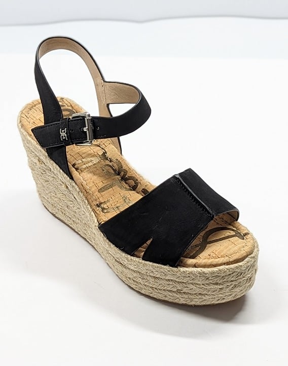 Sam Edelman Women's Maura Espadrille Wedge Sandals Black Size 9.5 M (MSRP $130)