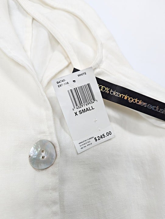 Bella Dahl Women's White Linen Belted Blazer Dress Size XS (MSRP $245)